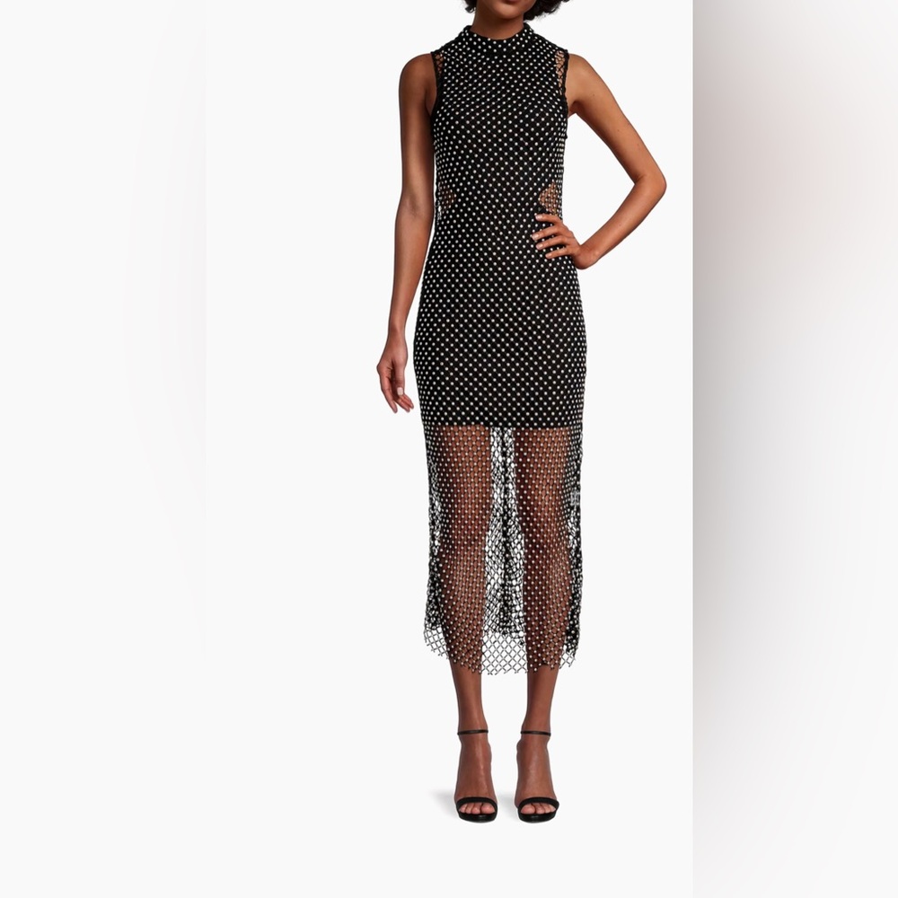 NWT Elliatt Audrina Pearl Mesh Pearl Lace Mermiad Coachella Festival Midi-Dress